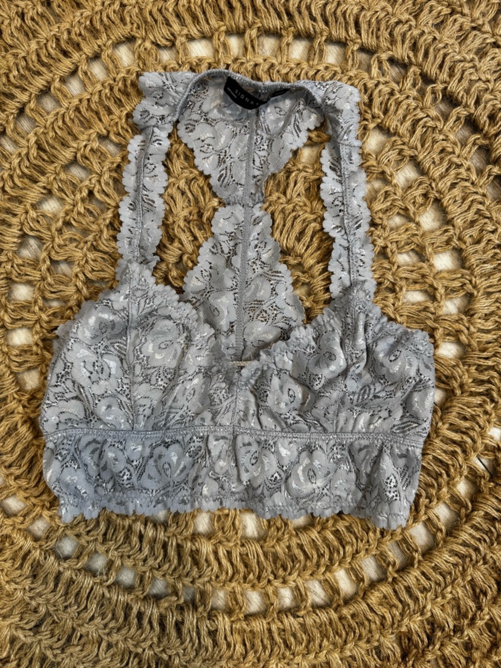 Signature8 Light Gray Lace Racerback Bralette